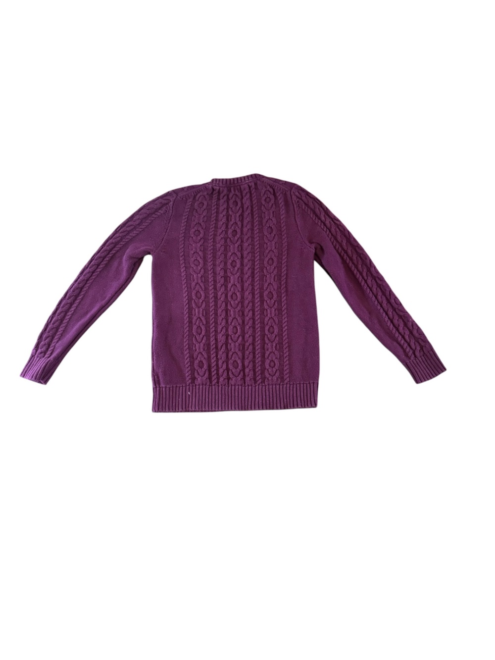 Women's L.L. Bean Vintage Cable Cotton Sweater in BlackBerry - Picture 3 of 5